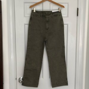 Olive Green Straight-Leg Pants
